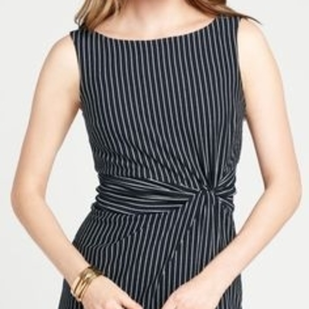Ann Taylor Navy and White Pinstripe Dress